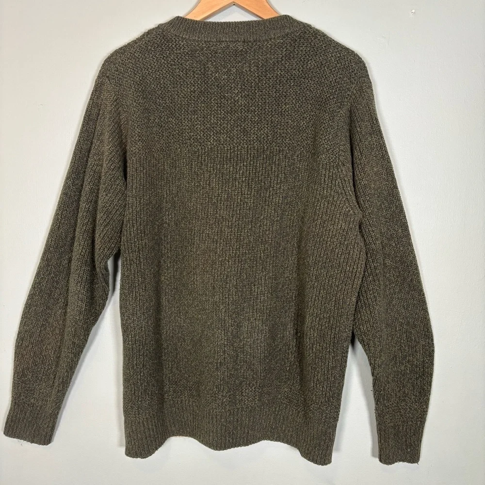 RedHead Henley Rib-Knit Fisherman Sweater-Olive Green-Men XL